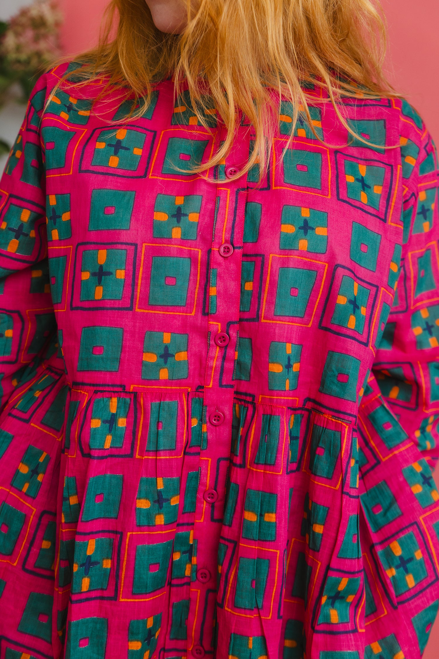 Cotton peplum blouse, pyjama top, daytime and night time, button front, indian collar sustainable fashion made in india