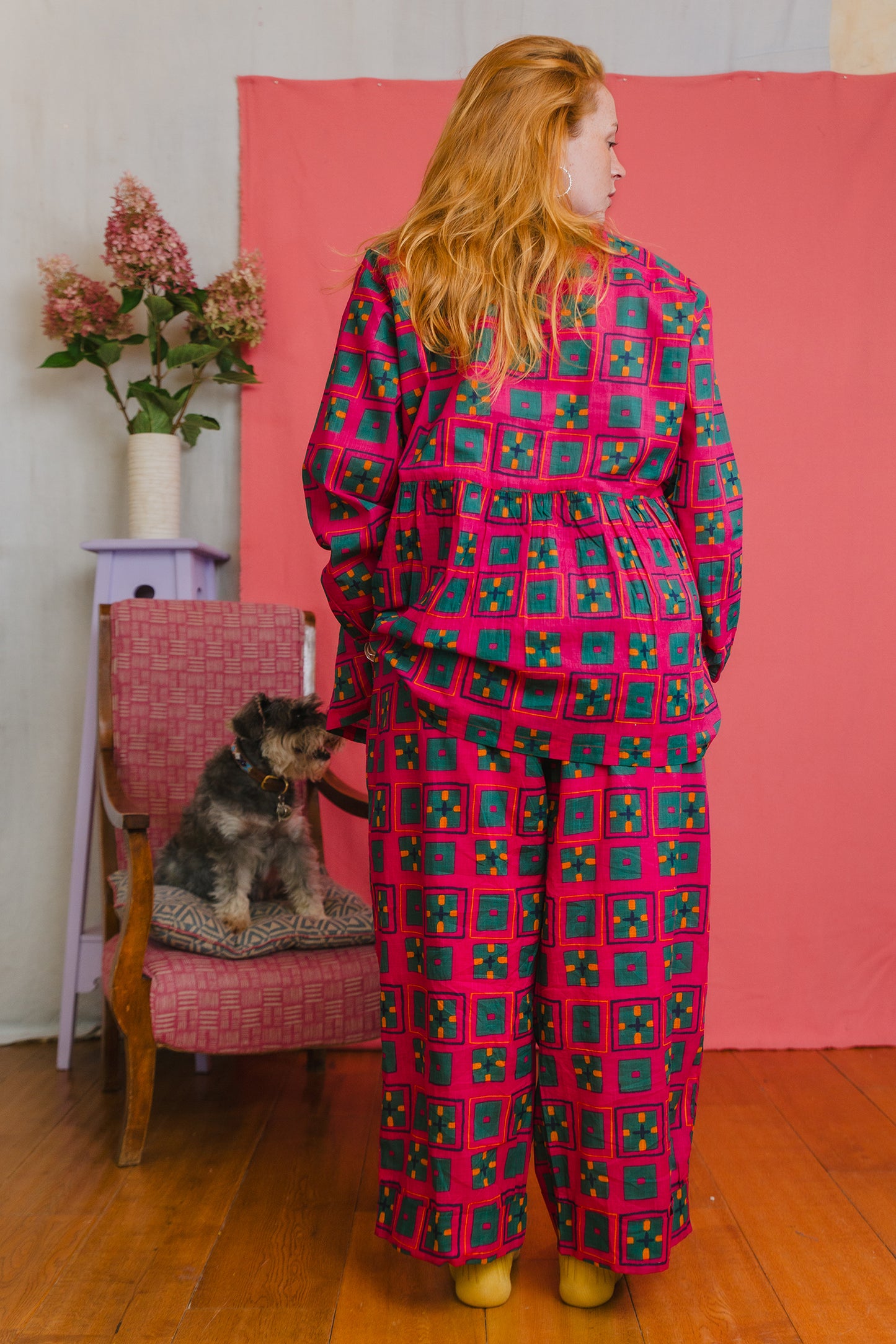 Cotton peplum blouse, pyjama top, daytime and night time, button front, indian collar sustainable fashion made in India