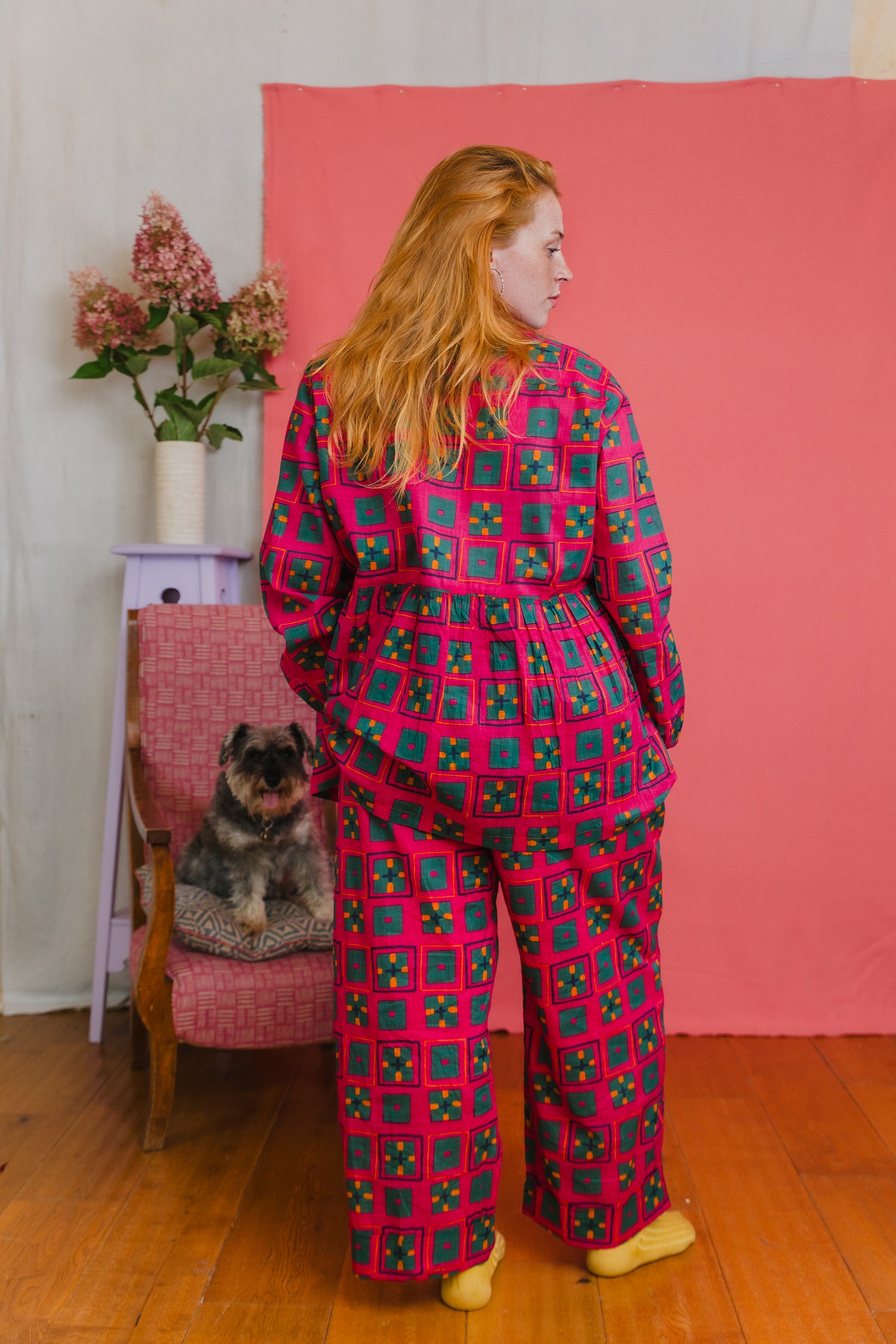 Cotton peplum blouse, pyjama top, daytime and night time, button front, indian collar sustainable fashion made in India