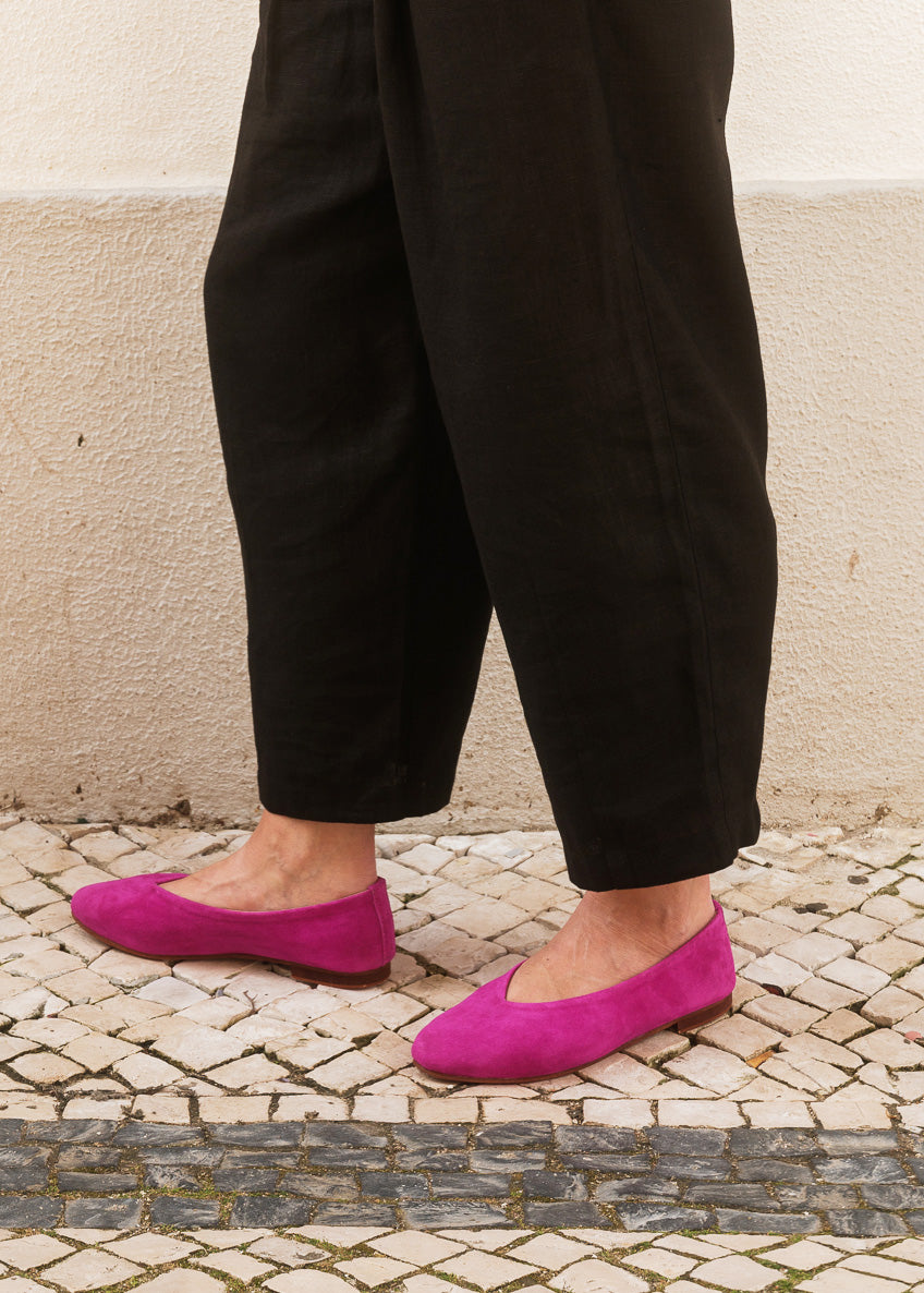 Pre-Order: Fuchsia Suede Ballet Flat