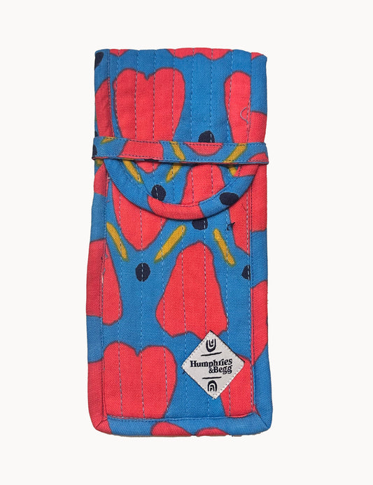 Quilted Glasses Case - Blue Honey Heart