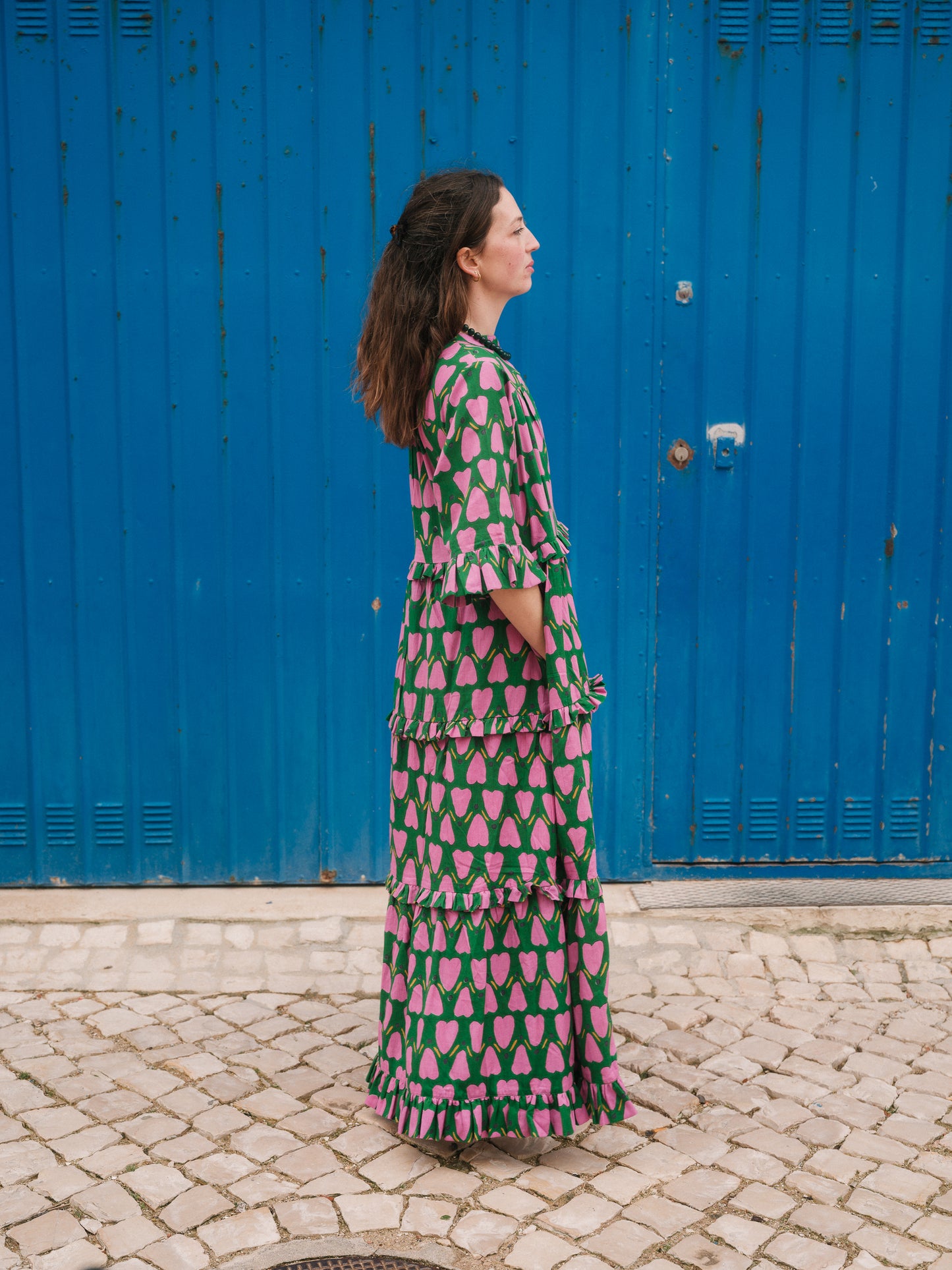 Frida Dress in 'Green Honey Heart'