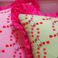 Reversible Cushion Cover 45cm x 45cm 'Green & Pink Chain Stitch'