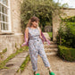 Andy Dungarees in 'Swirly Pants on Blue'
