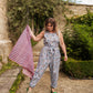 Andy Dungarees in 'Swirly Pants on Blue'