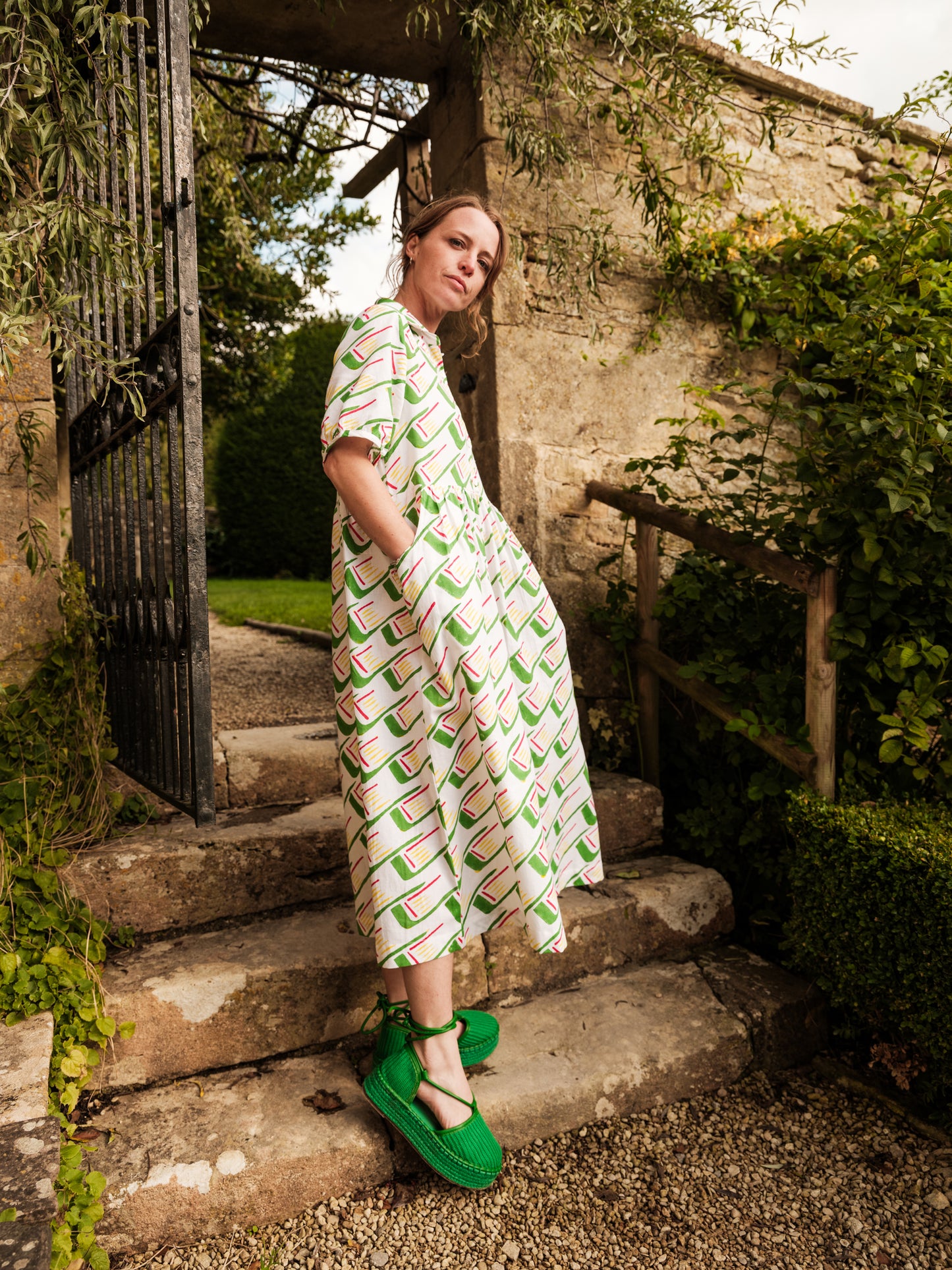 Ammie Dress in 'Green Tick'