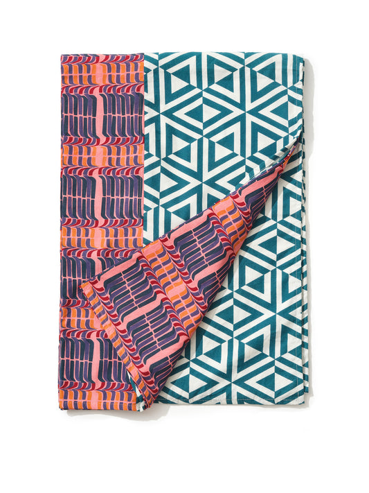 Patchwork Tablecloth 'Teal Honeycomb' & 'Stick of Rock'