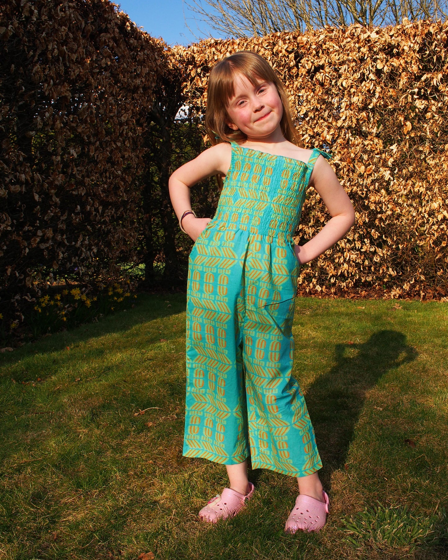 Kid's Jumpsuit in 'Turquoise Flamingo'