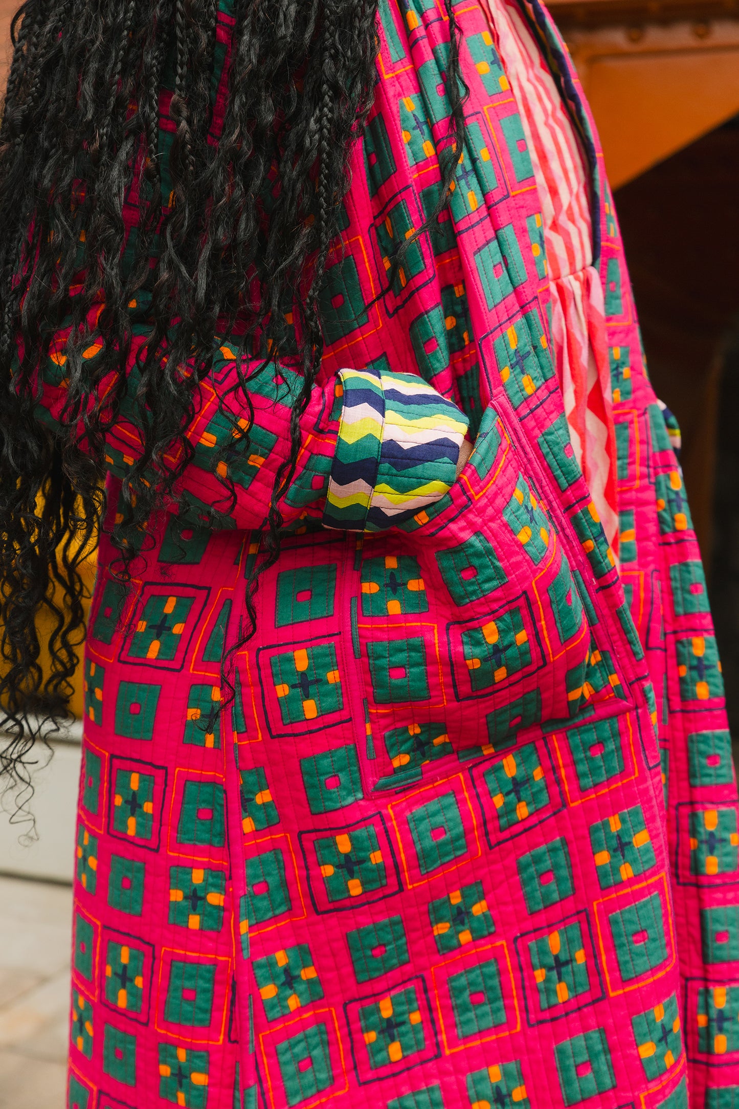 Quilted Housecoat in 'Distant Dream' & 'Splash of Orange'