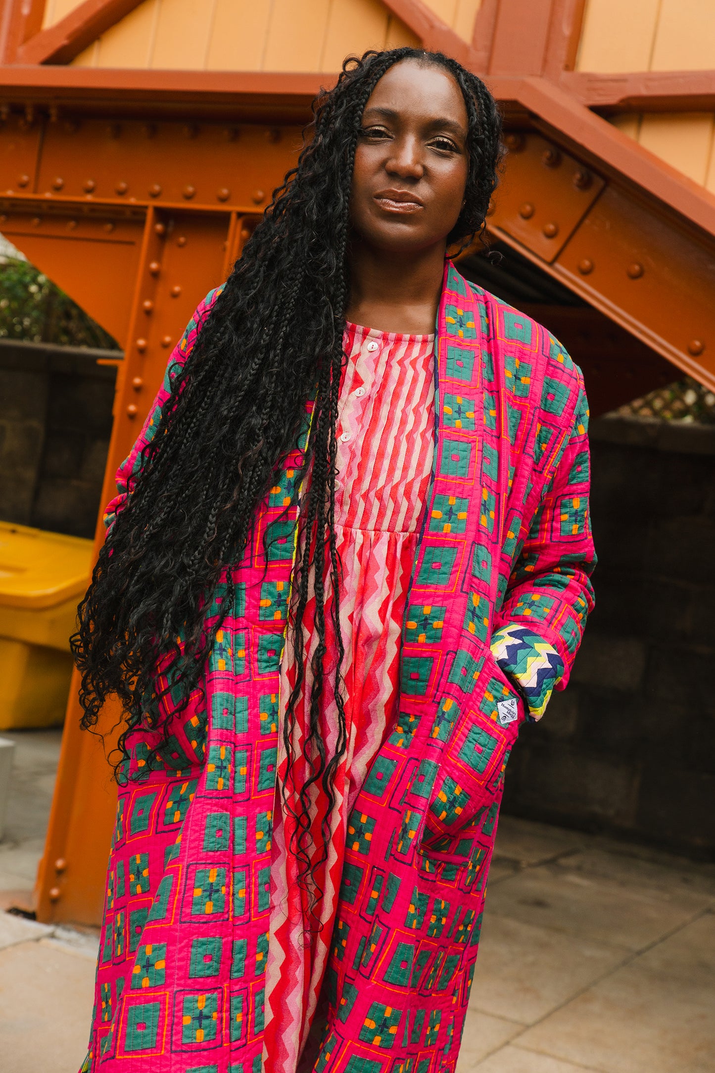 Quilted Housecoat in 'Distant Dream' & 'Splash of Orange'