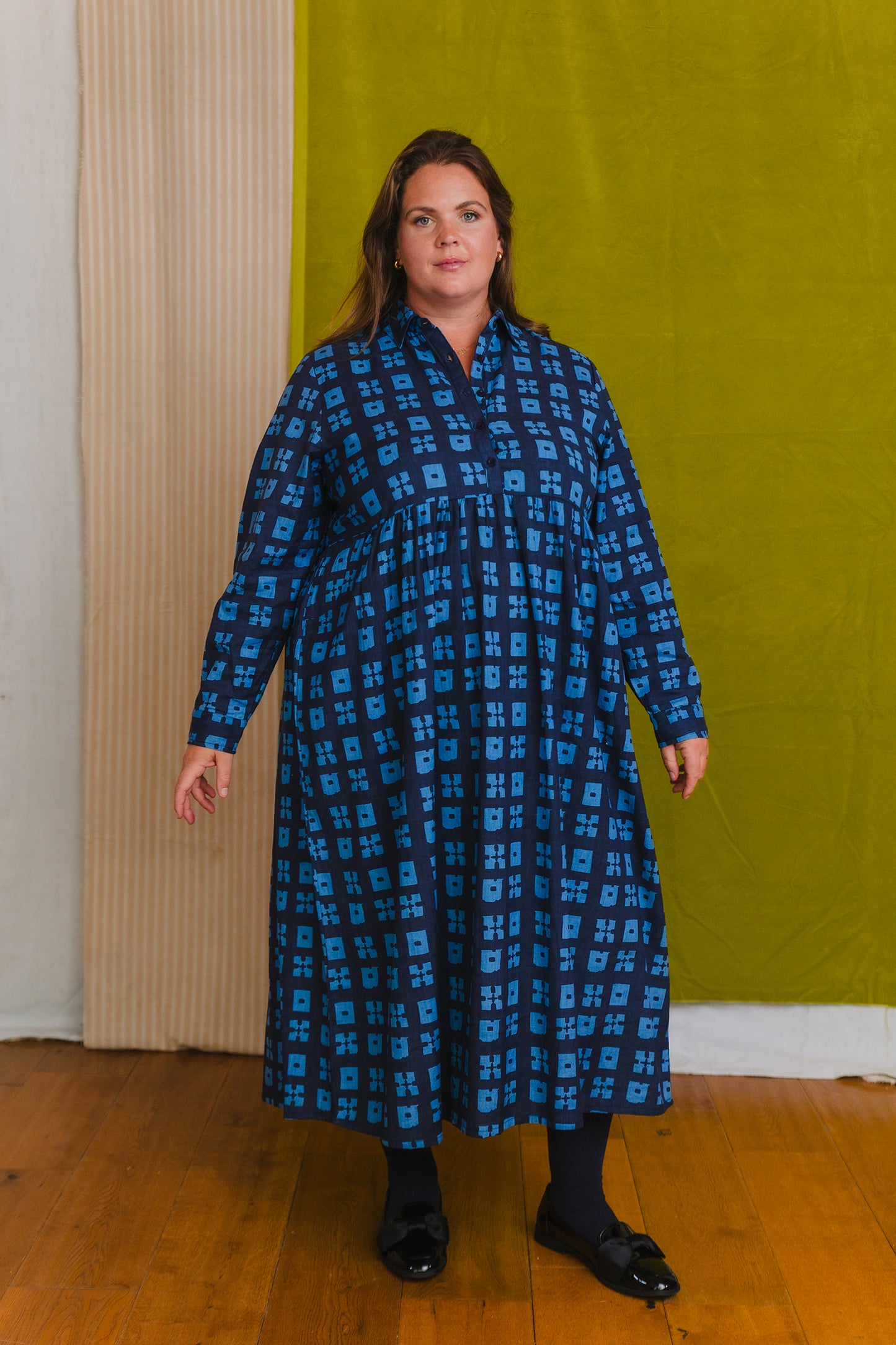 Jessie Dress in 'Indigo Chess Set'