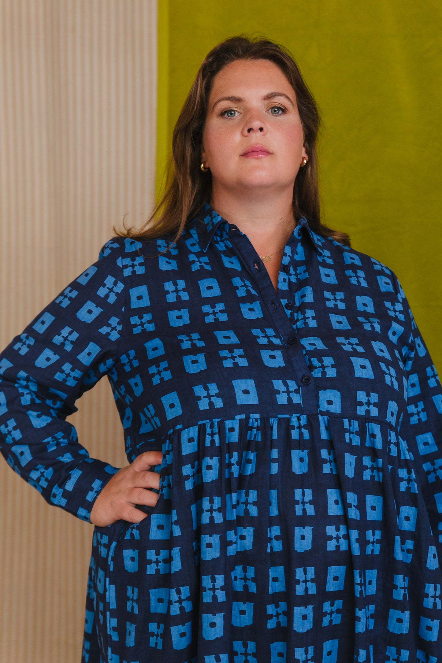 Jessie Dress in 'Indigo Chess Set'