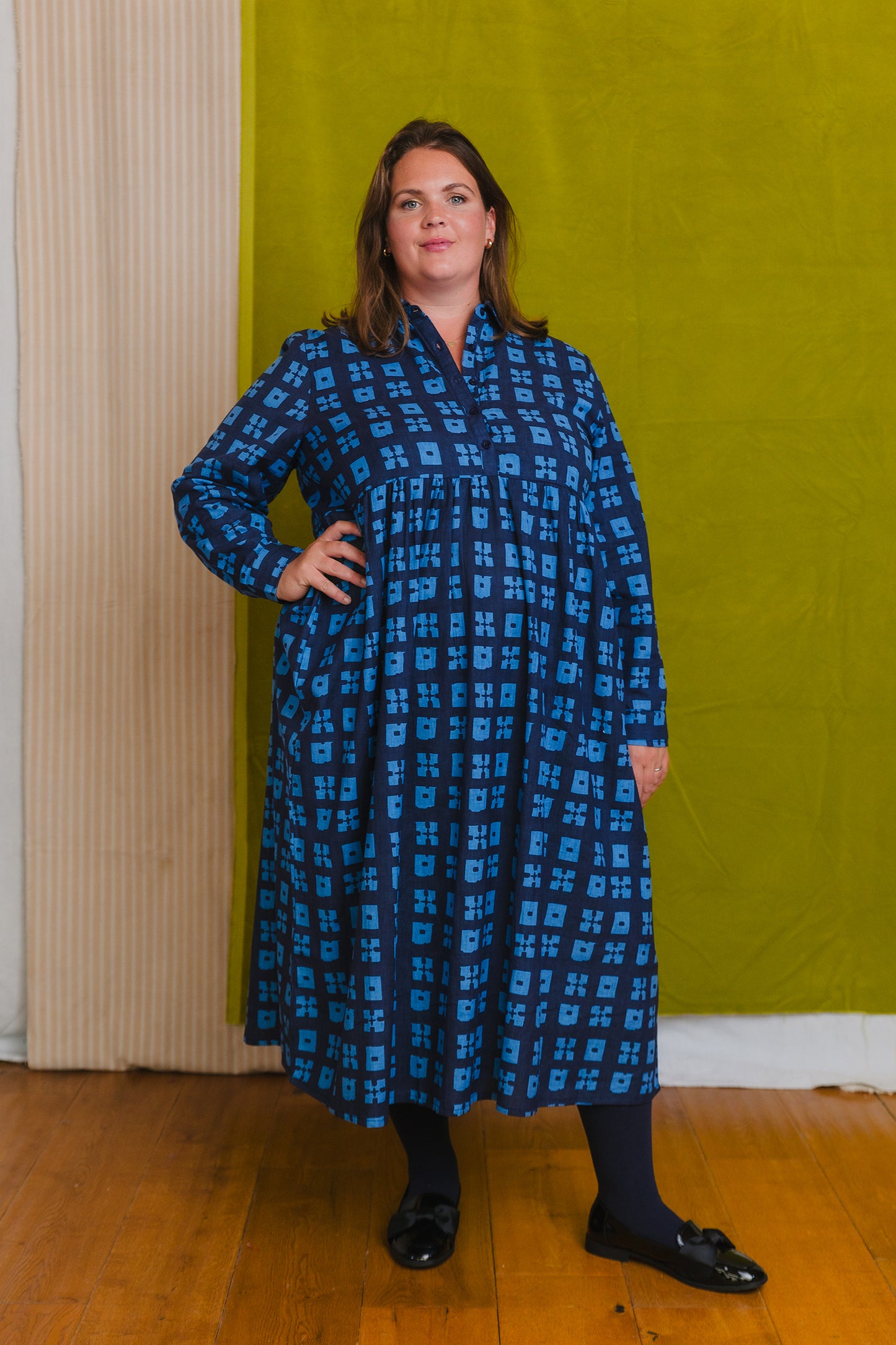 Jessie Dress in 'Indigo Chess Set'