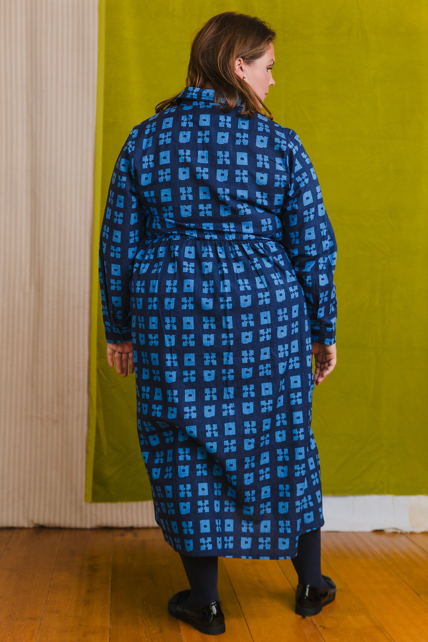 Jessie Dress in 'Indigo Chess Set'