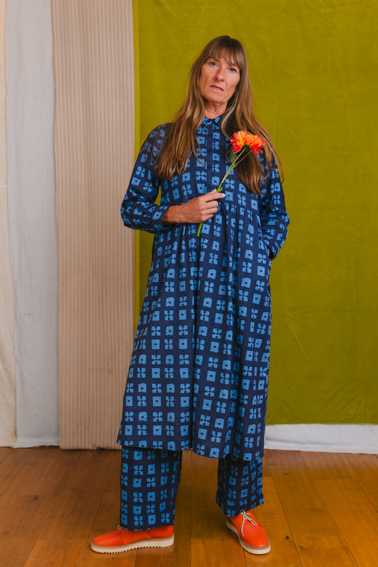 Jessie Dress in 'Indigo Chess Set'