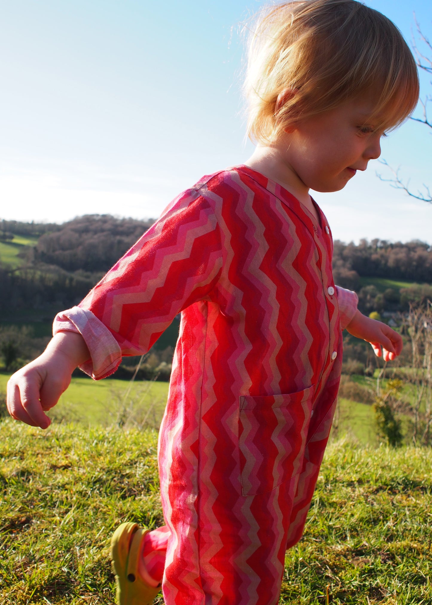 Kid's Playsuit in 'Pink Spark'