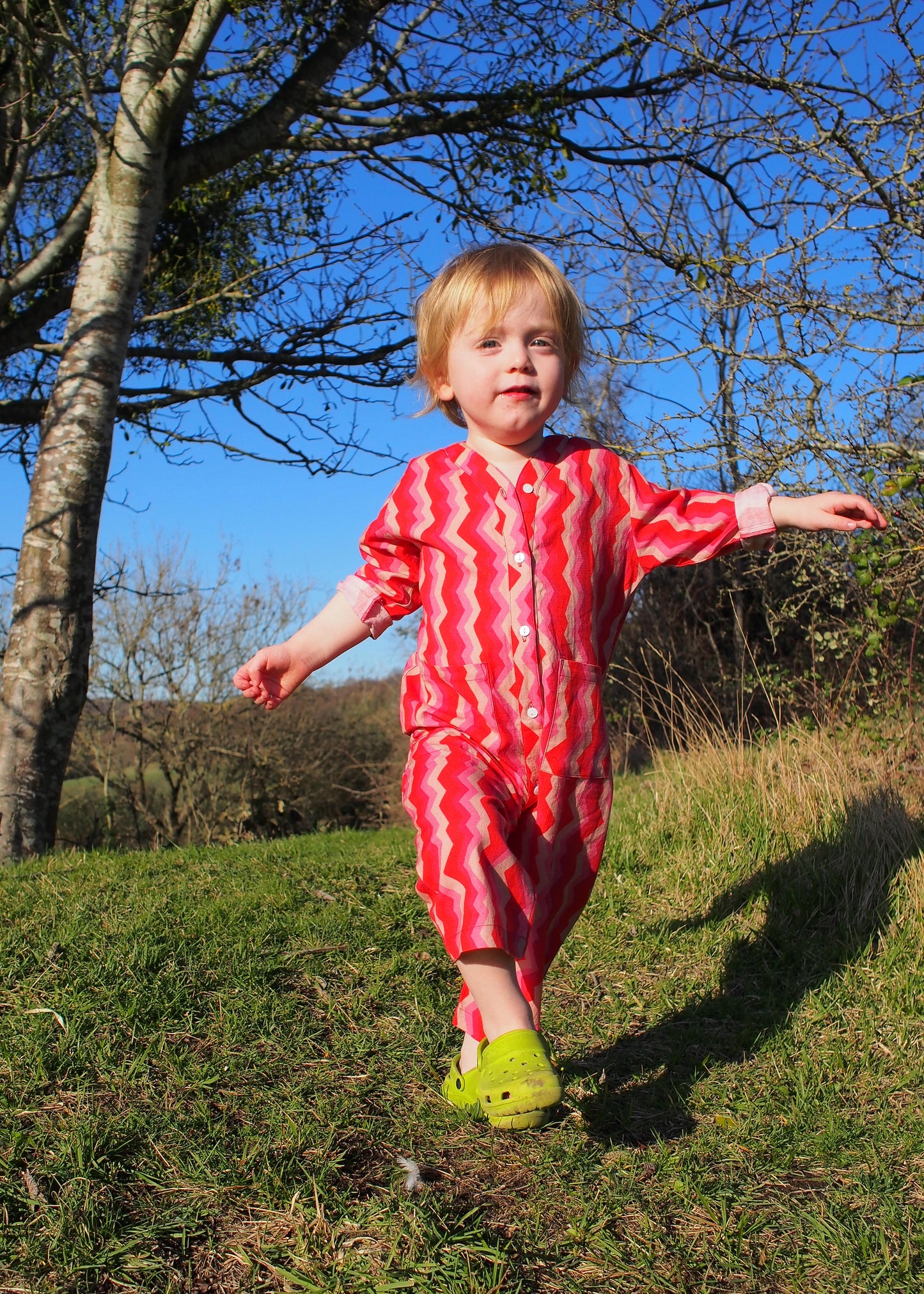 Kid's Playsuit in 'Pink Spark'