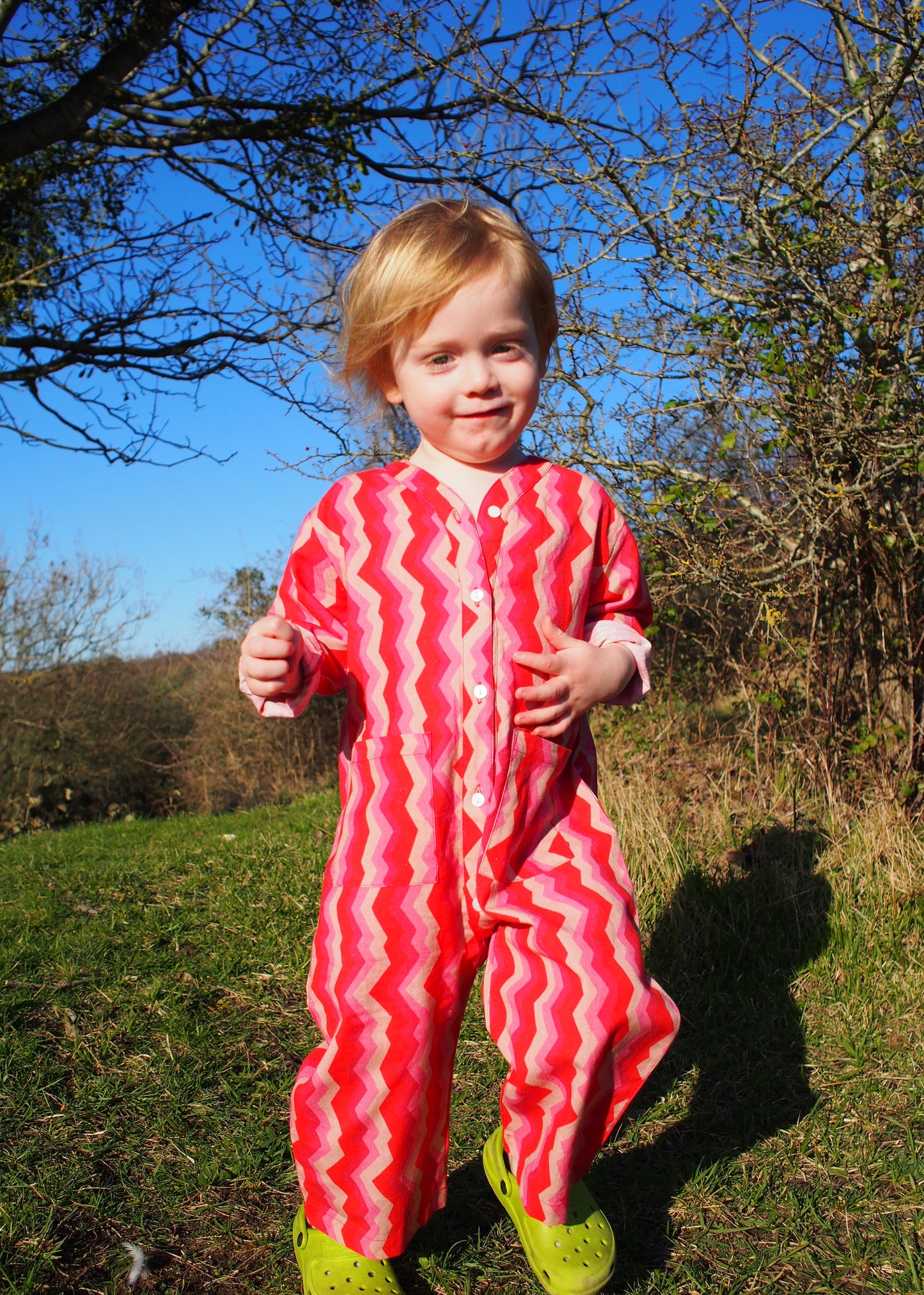 Kid's Playsuit in 'Pink Spark'