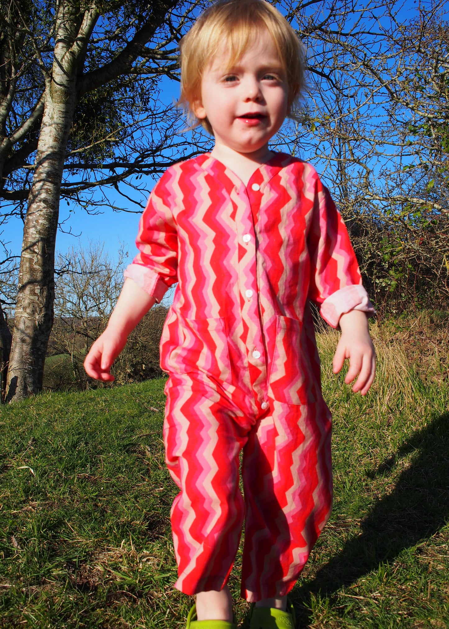 Kid's Playsuit in 'Pink Spark'