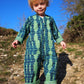 Kid's Playsuit in 'Green Flamingo Splits'