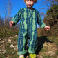 Kid's Playsuit in 'Green Flamingo Splits'
