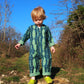 Kid's Playsuit in 'Green Flamingo Splits'