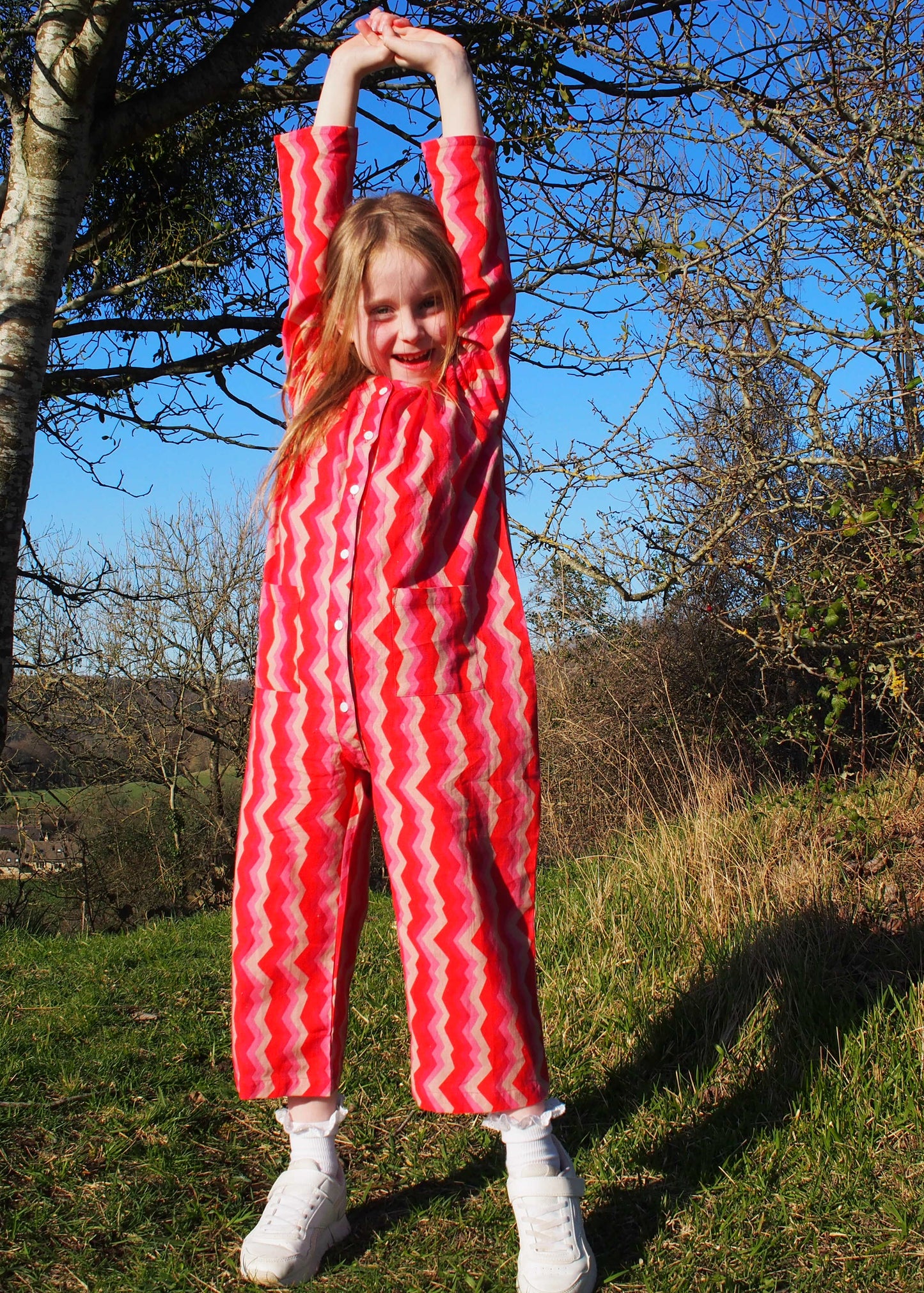 Kid's Playsuit in 'Pink Spark'