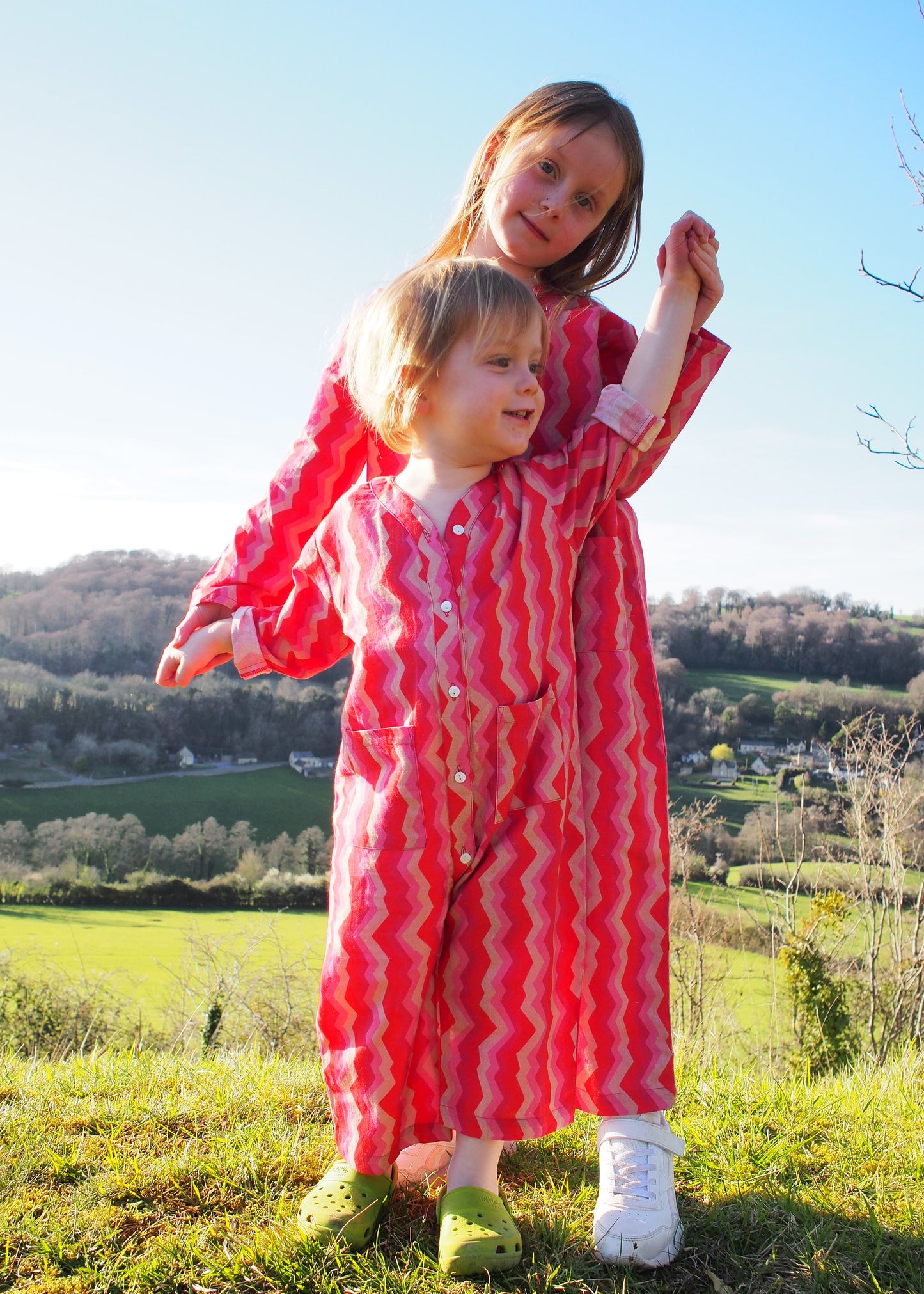 Kid's Playsuit in 'Pink Spark'