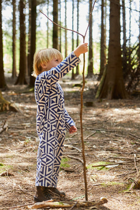 Playsuit in 'Navy Honeycomb' 0-6yrs