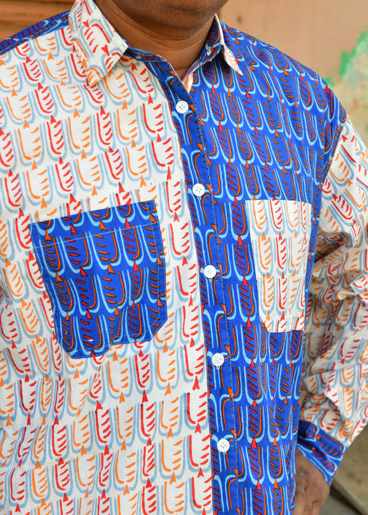 Kit Patchwork Shirt in 'Beaky on Blue' & 'Beaky on White'