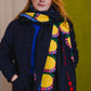 Wool Shawl in 'Navy Sunflower'