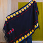 Wool Shawl in 'Navy Sunflower'