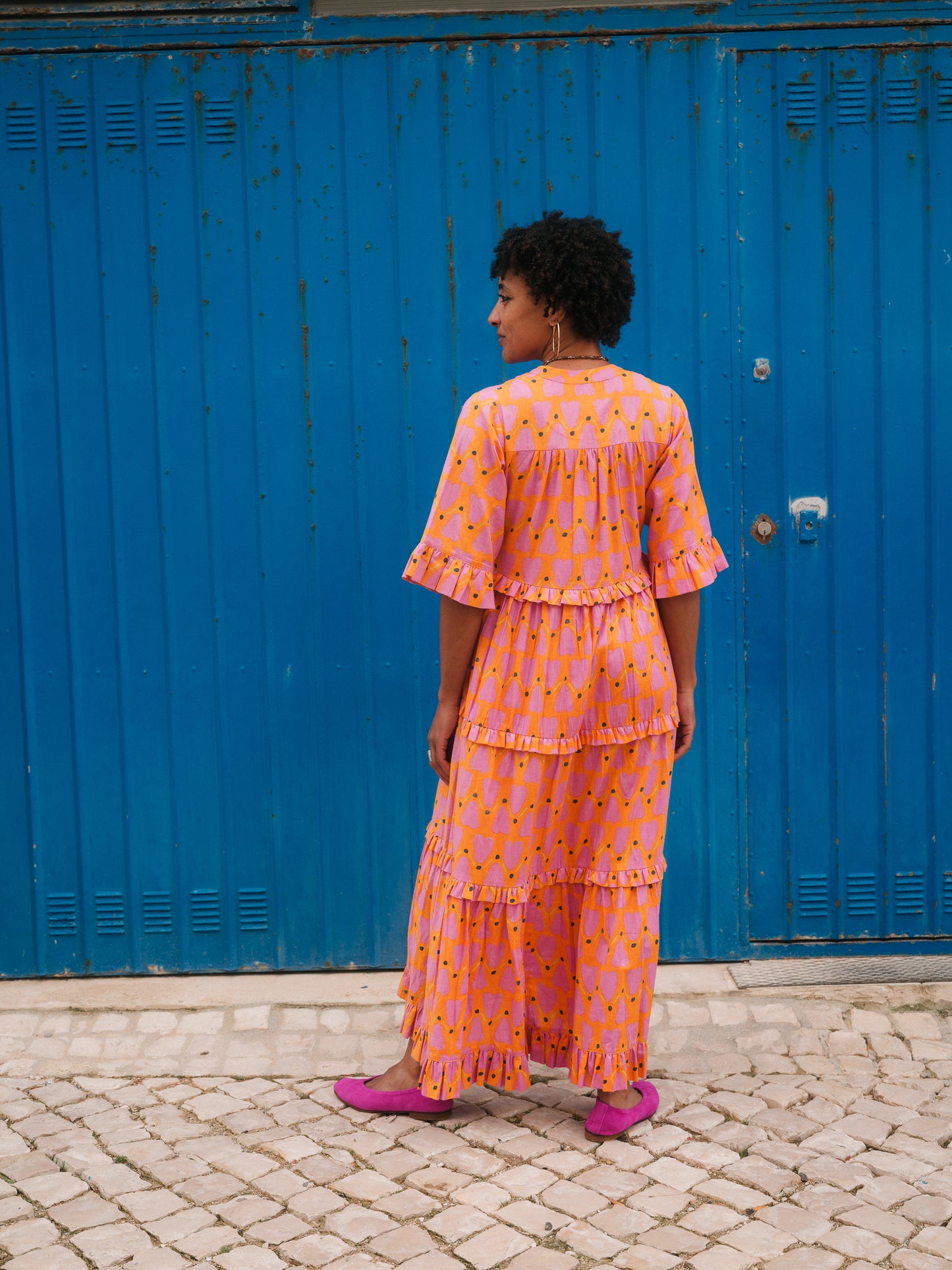 Frida Dress in 'Orange Honey Heart'