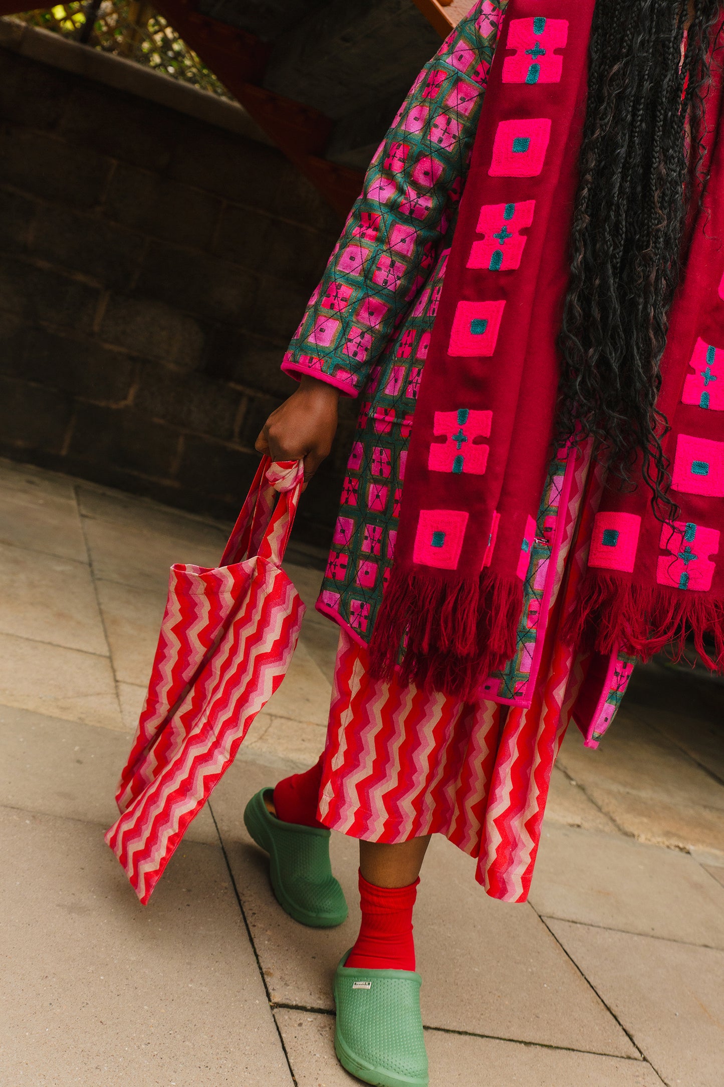 Wool Shawl in 'Burgundy Check'