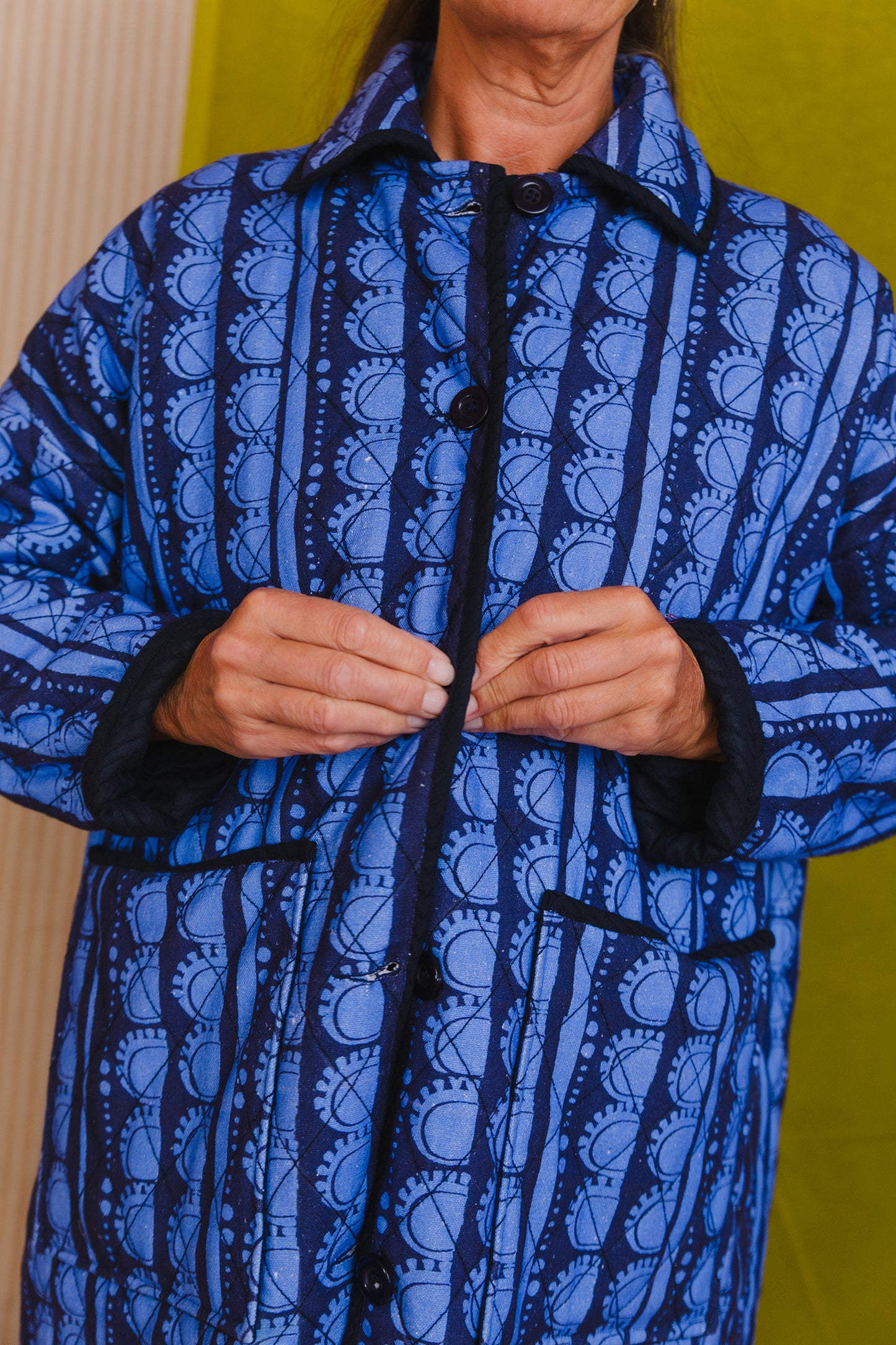 PRE-ORDER: Quilted Overcoat in 'Blue Bead'