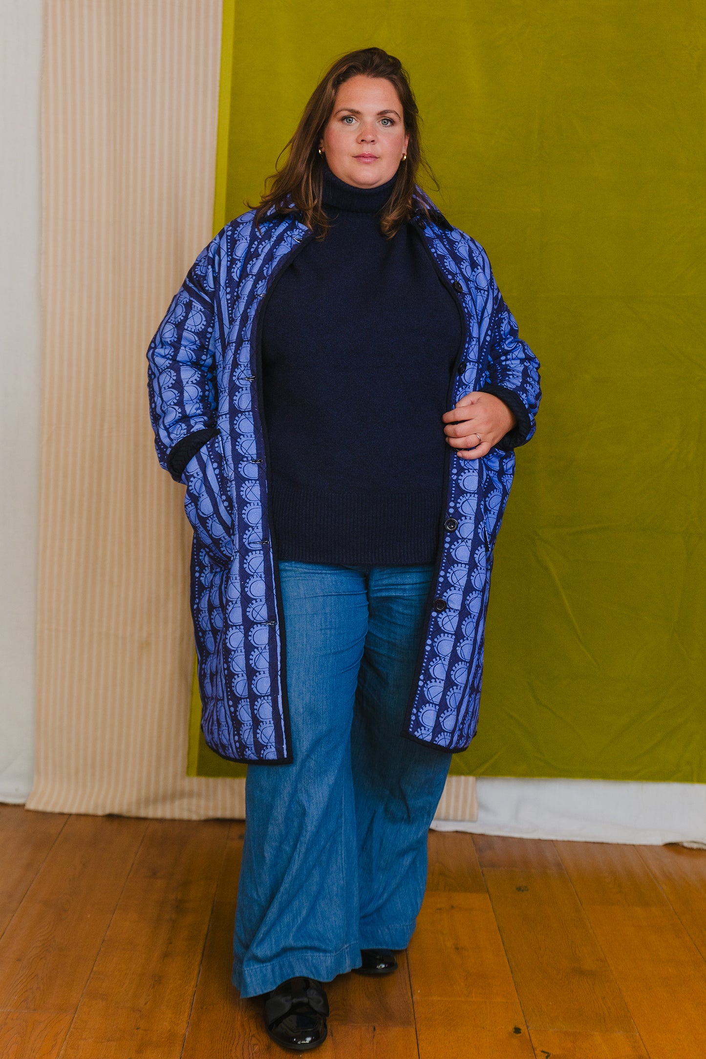 PRE-ORDER: Quilted Overcoat in 'Blue Bead'