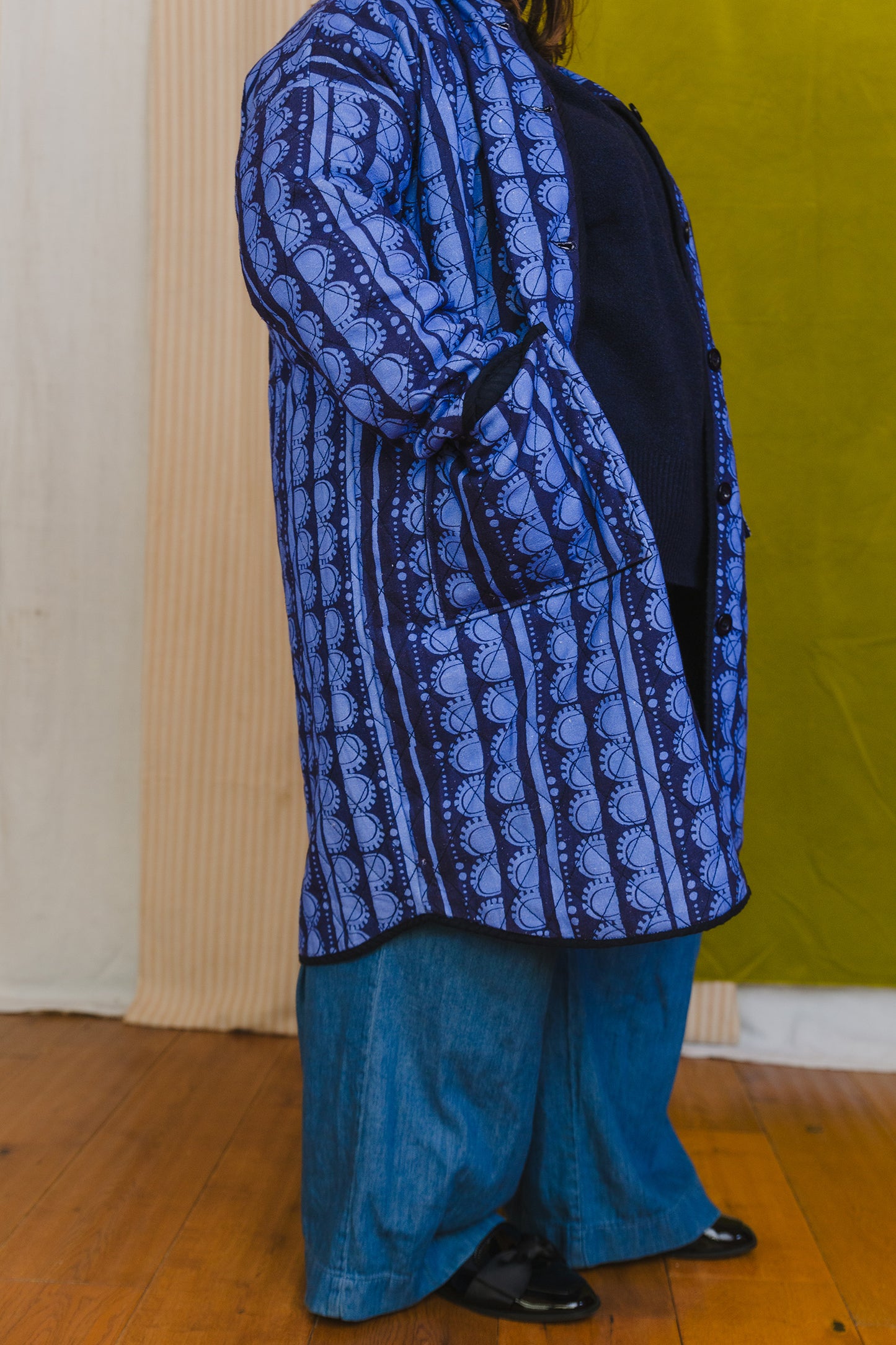 PRE-ORDER: Quilted Overcoat in 'Blue Bead'