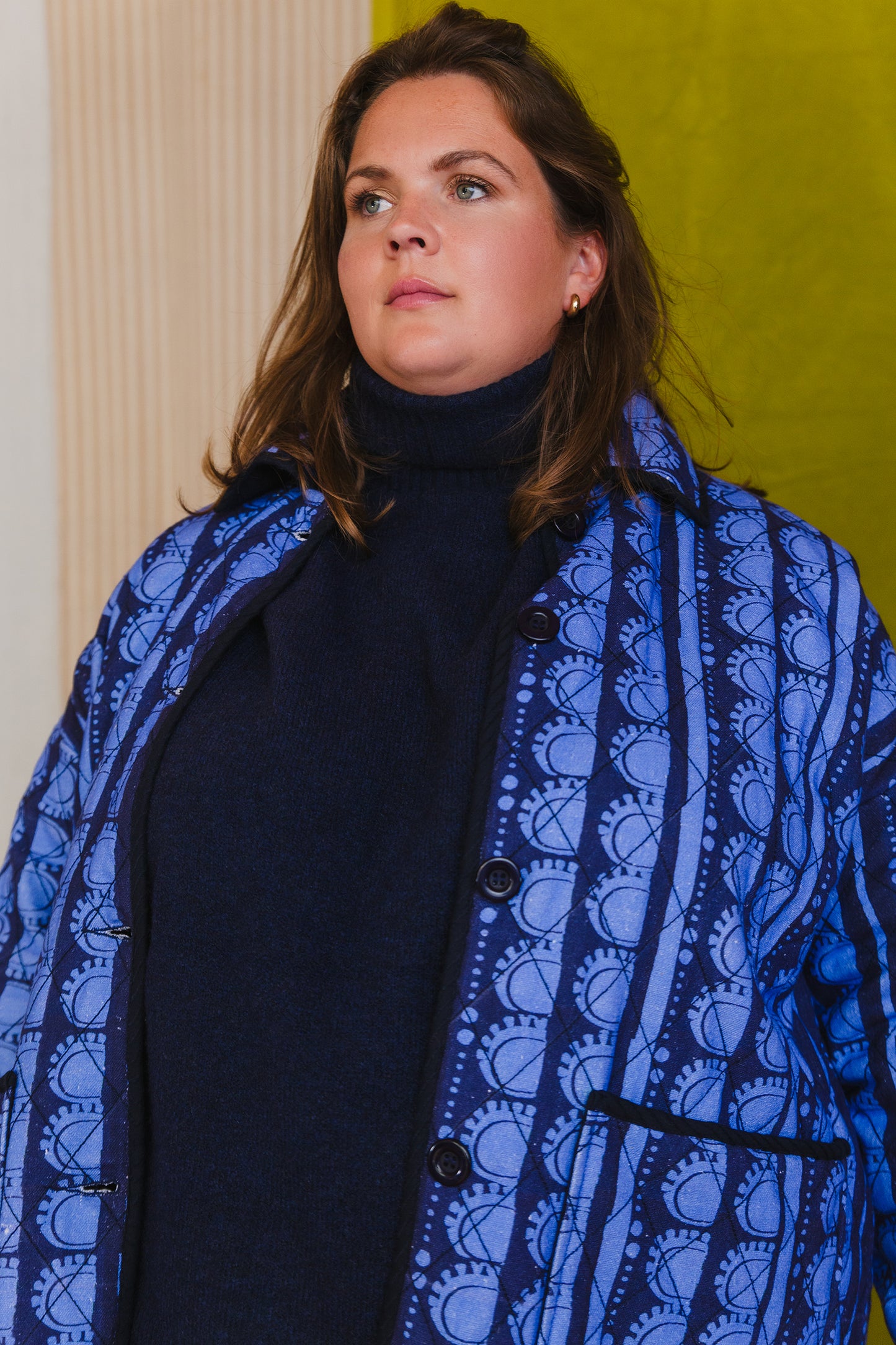 PRE-ORDER: Quilted Overcoat in 'Blue Bead'