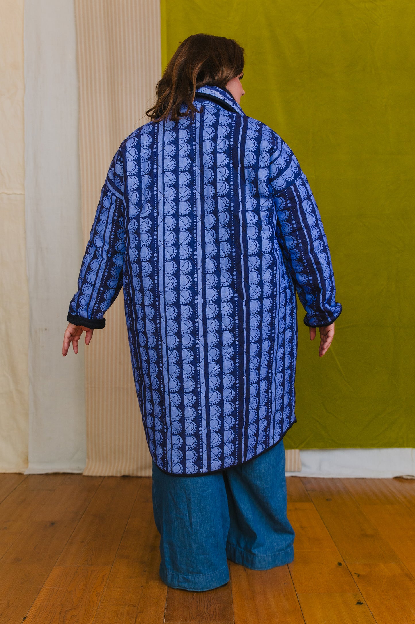 PRE-ORDER: Quilted Overcoat in 'Blue Bead'