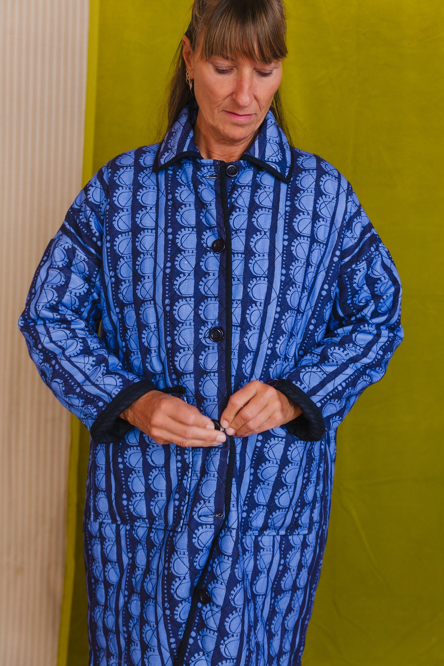 PRE-ORDER: Quilted Overcoat in 'Blue Bead'