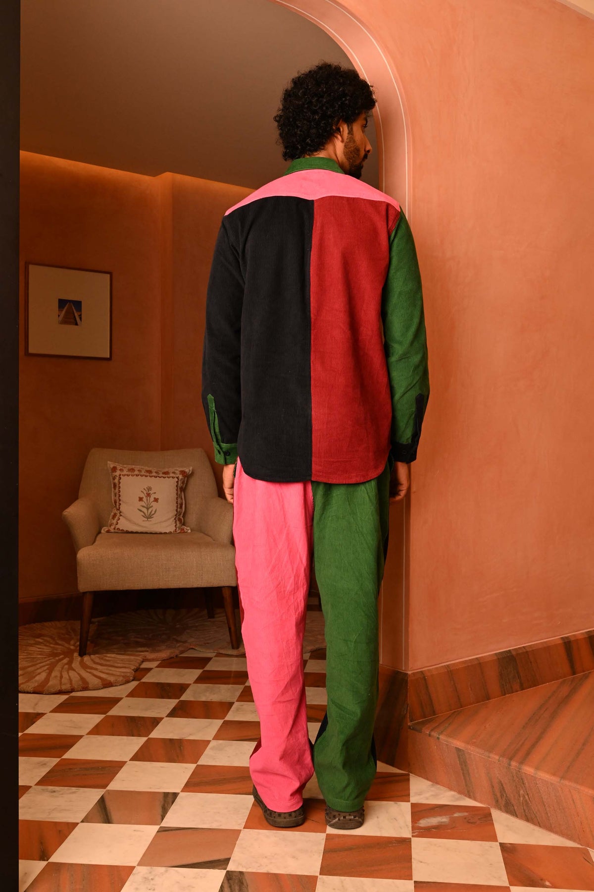 Unisex Patchwork Cord Trouser