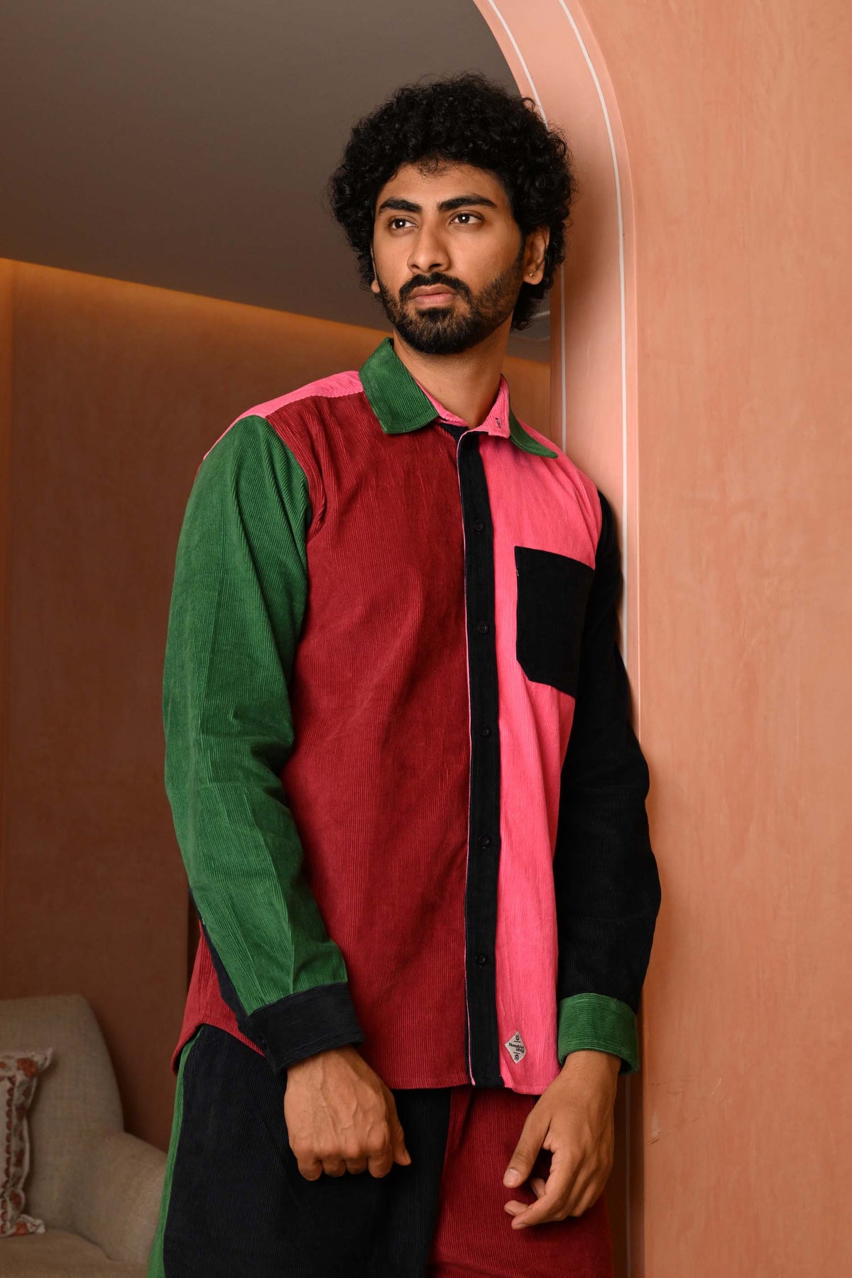 Unisex Patchwork Cord Shirt