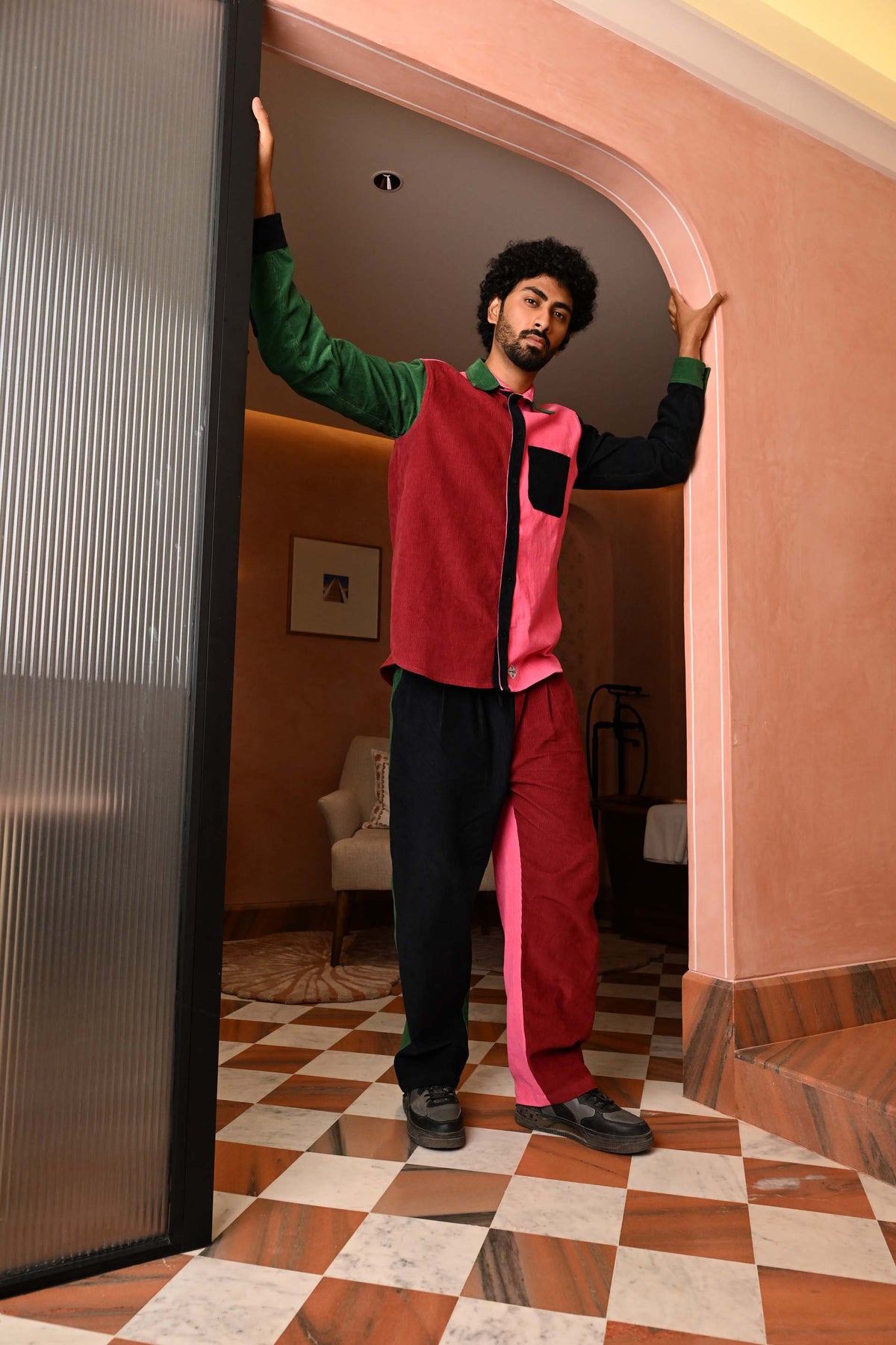 Unisex Patchwork Cord Trouser