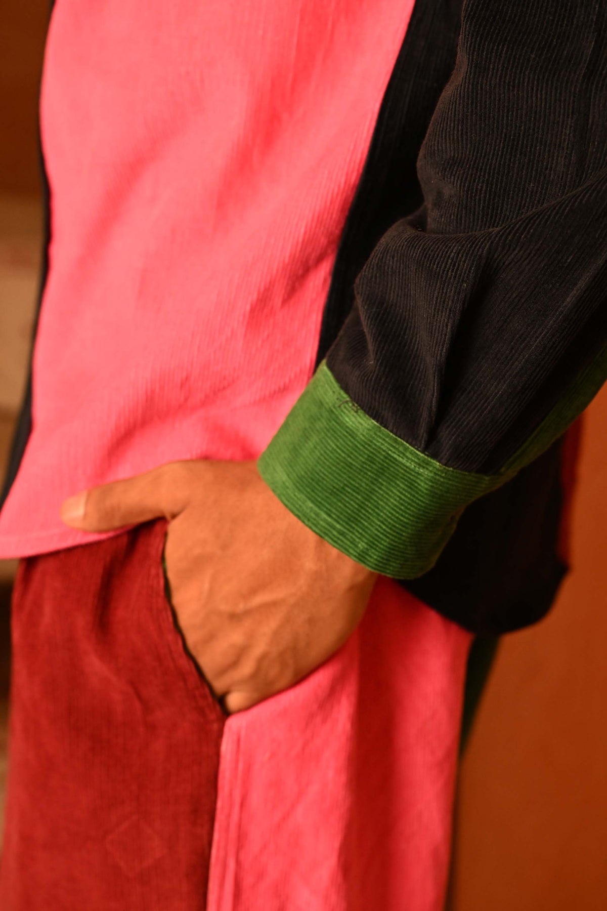 Unisex Patchwork Cord Trouser
