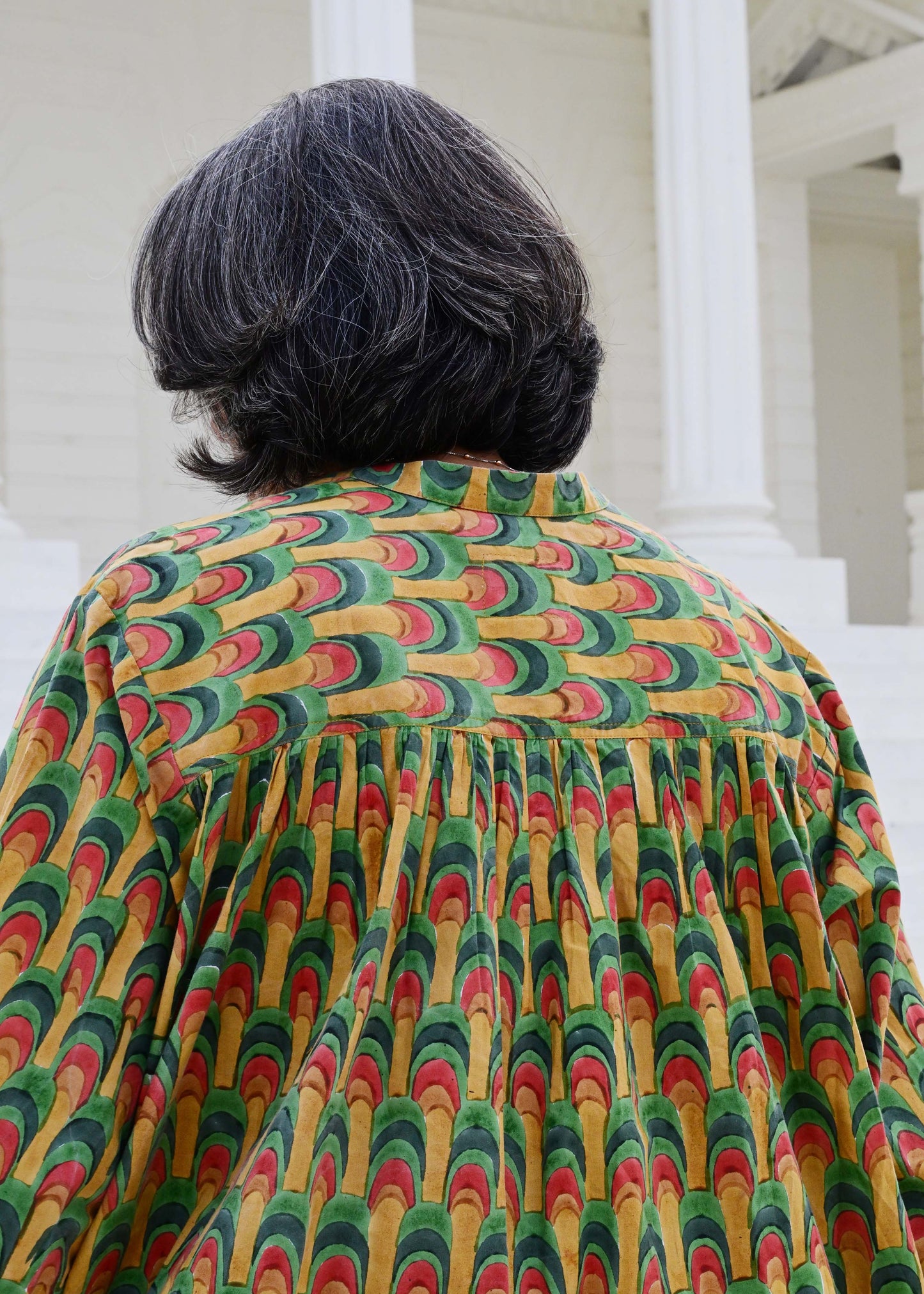 Rita Blouse in 'Peacock Fan'