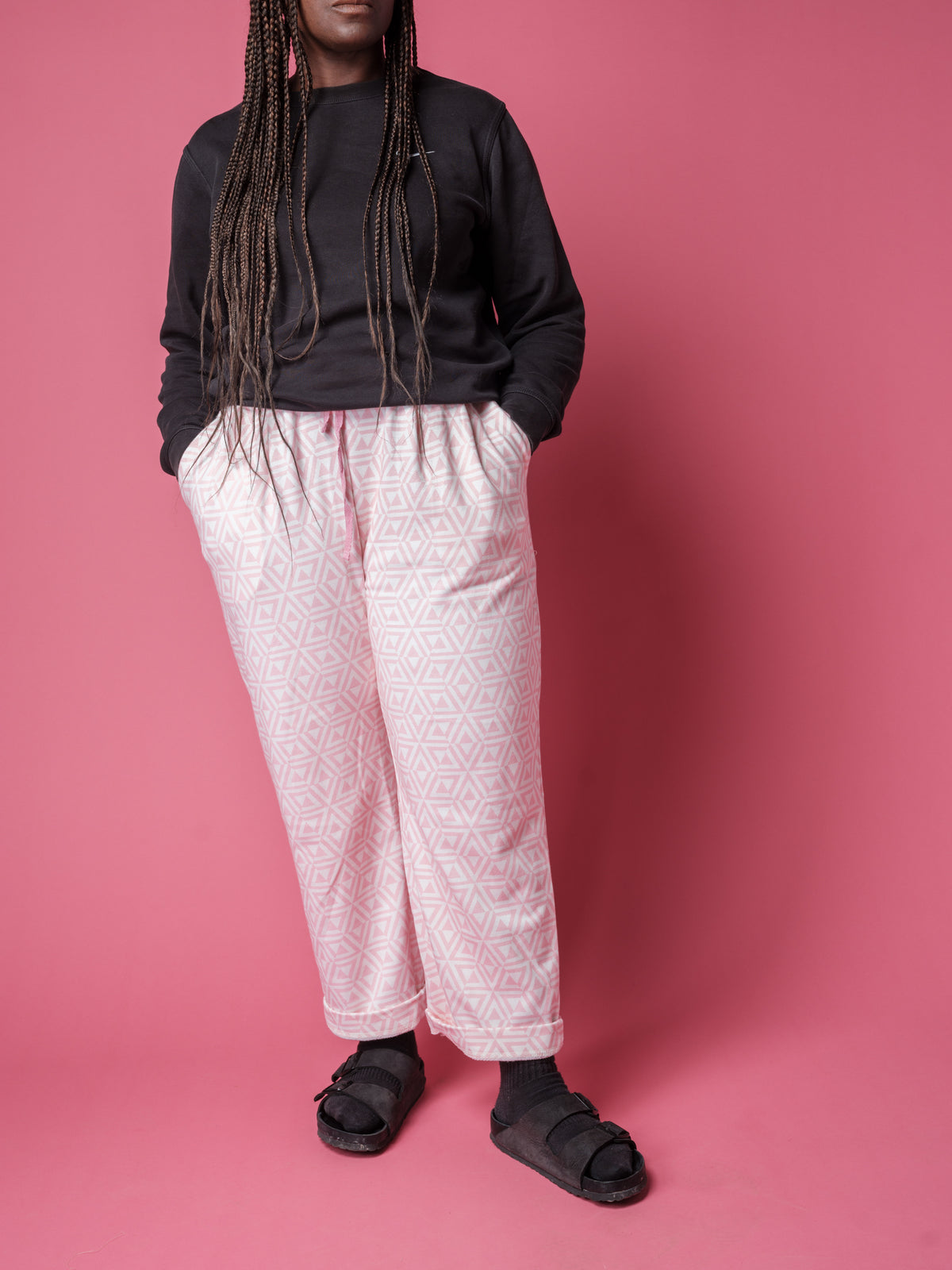 Jersey Cotton Unisex Jogging bottoms in 'Pink Honeycomb'