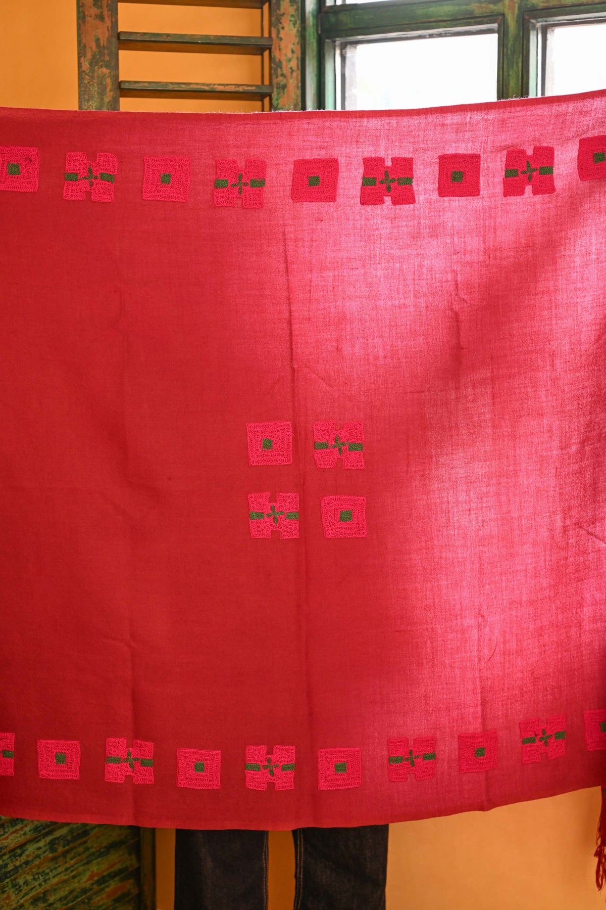 Wool Shawl in 'Plum Check'