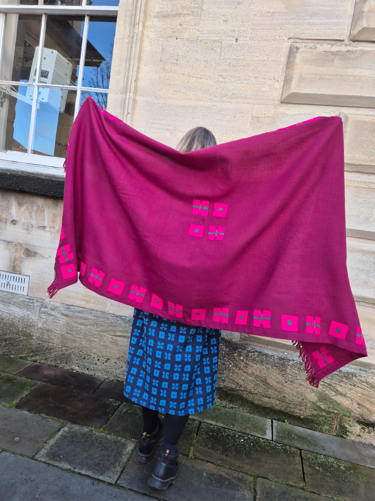 Wool Shawl in 'Burgundy Check' or 'Plum Check'