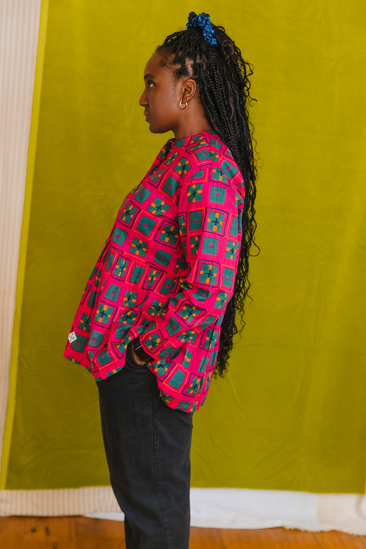 Cotton peplum blouse, pyjama top, daytime and night time, button front, indian collar sustainable fashion made in India