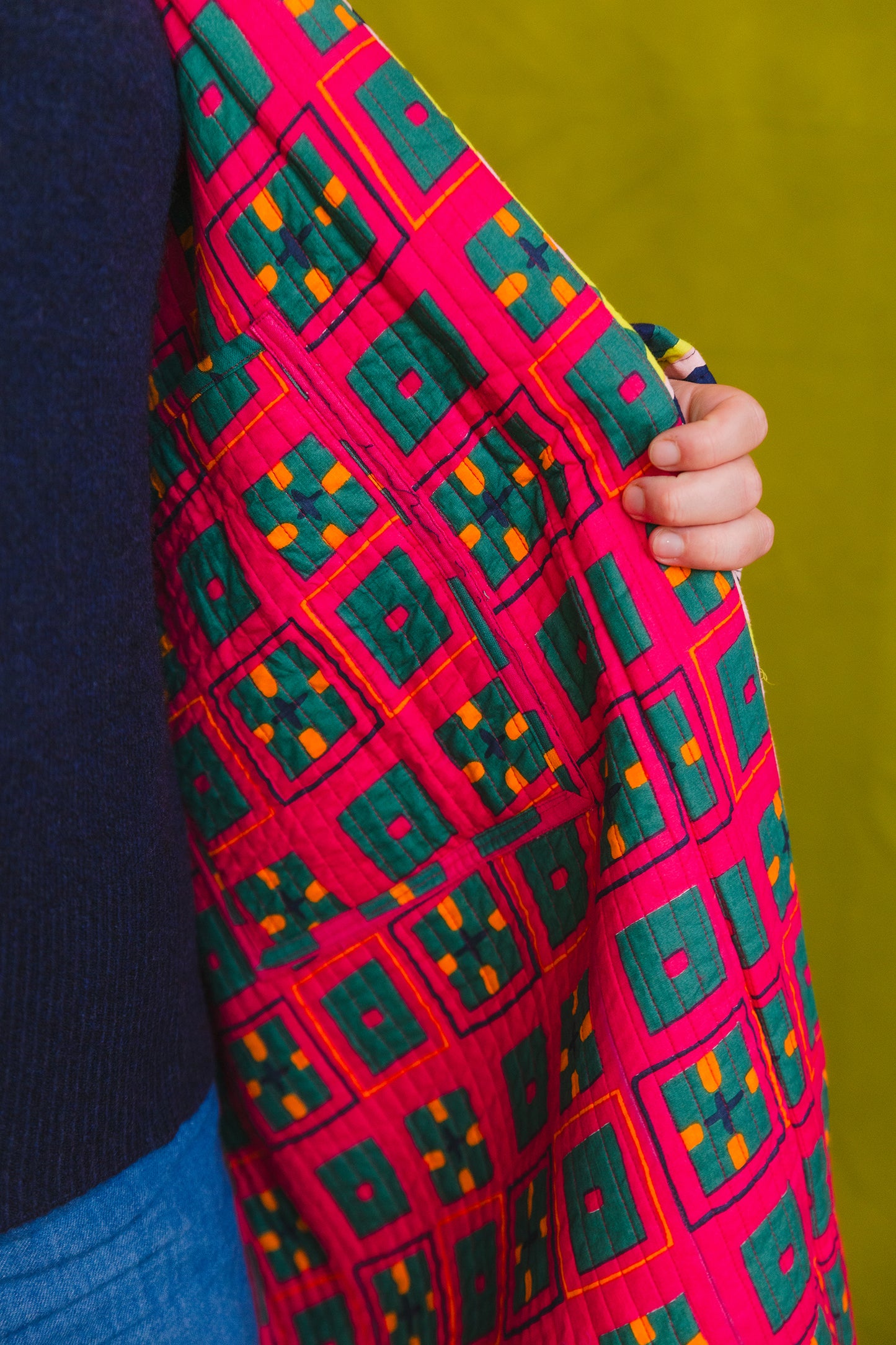 Quilted Housecoat in 'Distant Dream' & 'Splash of Orange'